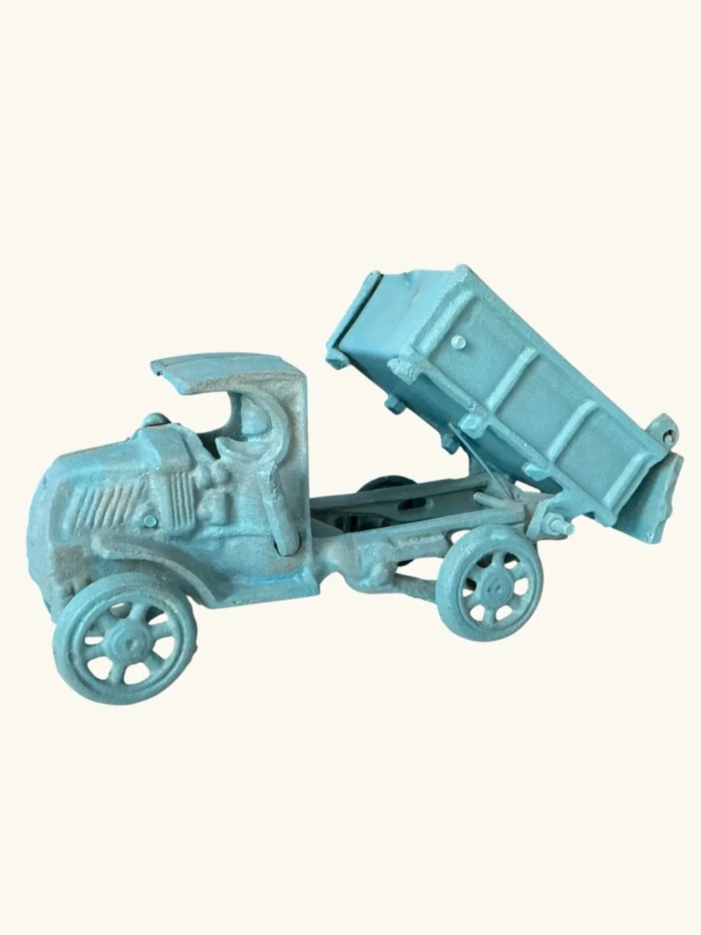 Vintage Cast Iron Toy Dump Truck Classic Light Blue Works